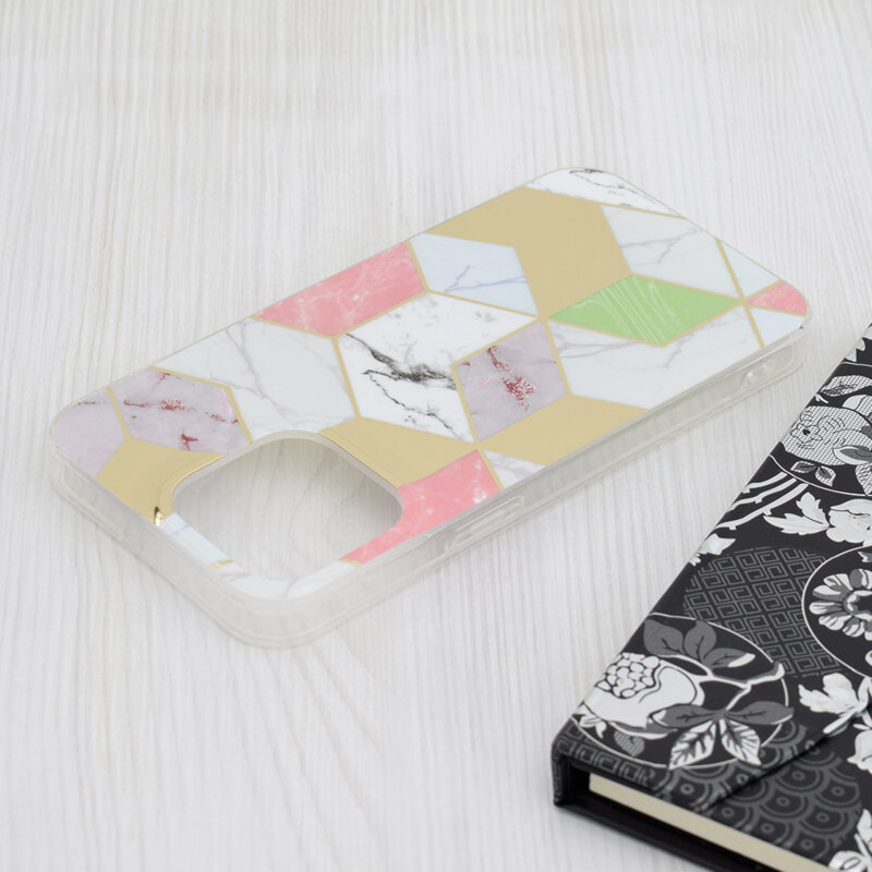 Husa iPhone 15 Pro Max Techsuit Marble, Purple Hex