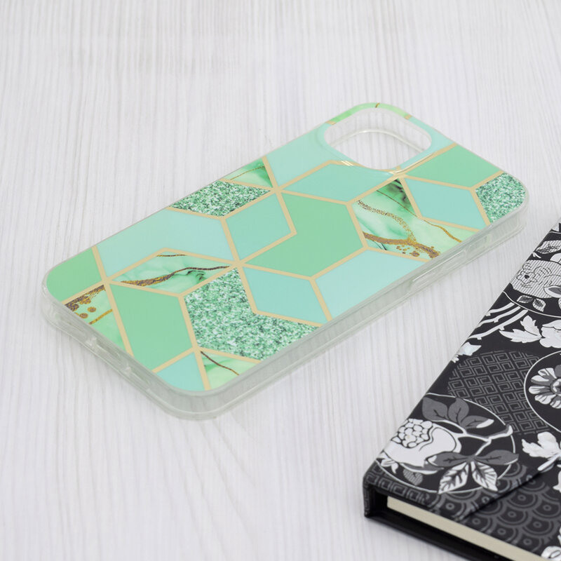 Husa iPhone 15 Plus Techsuit Marble, Green Hex