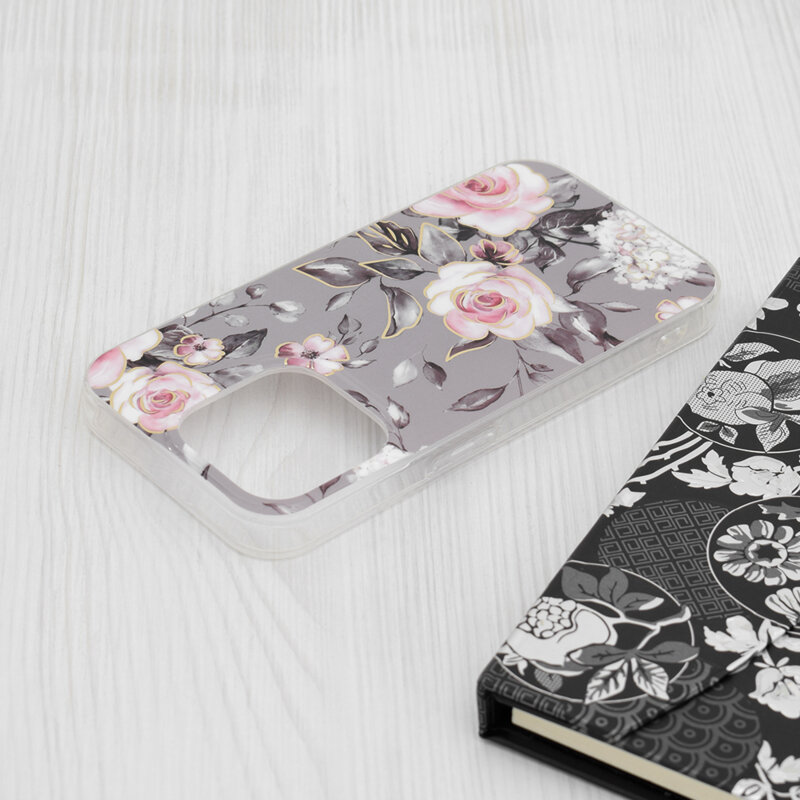 Husa iPhone 15 Pro Techsuit Marble, Bloom of Ruth Gray