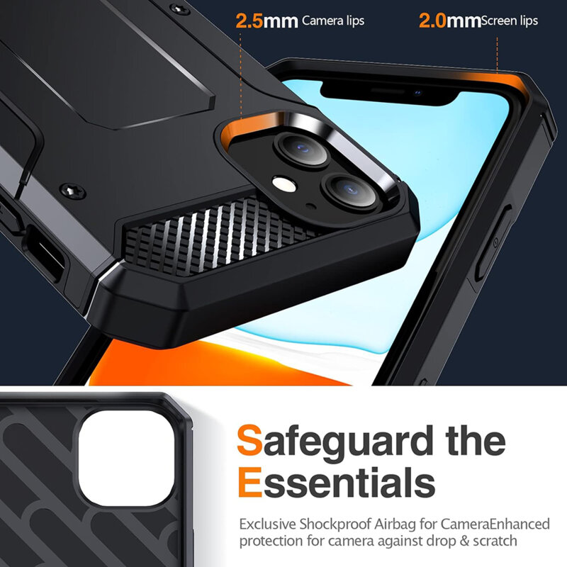Husa antisoc iPhone 11 Techsuit Hybrid Armor Kickstand, negru