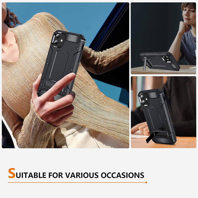 Husa antisoc iPhone 11 Techsuit Hybrid Armor Kickstand, negru