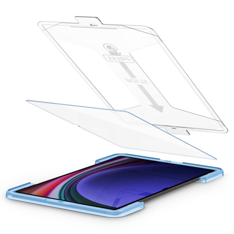 Folie sticla Samsung Galaxy Tab S9 Plus Spigen Glas.t R Ez Fit 9H, transparenta