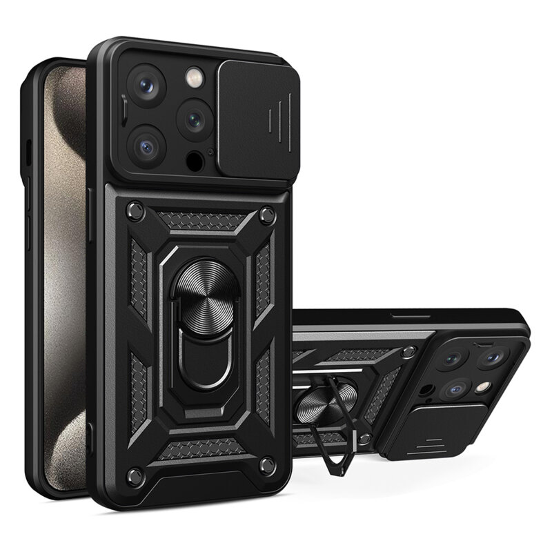 Husa iPhone 15 Pro Max protectie camera Techsuit CamShield Series, negru