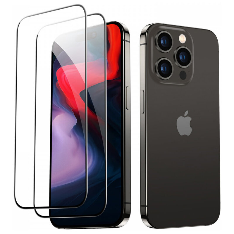 [Pachet 2x] Folie sticla iPhone 15 Pro Max ESR Tempered Glass, negru