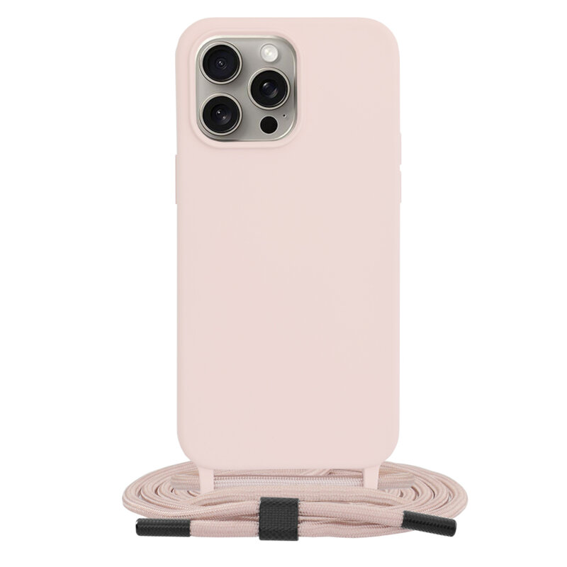 Husa cu snur iPhone 15 Pro Max Techsuit Crossbody Lanyard, roz
