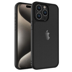 Husa iPhone 15 Pro Max Techsuit CarbonFuse transparenta, negru