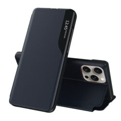 Husa iPhone 15 Pro Max Eco Leather View flip tip carte, albastru