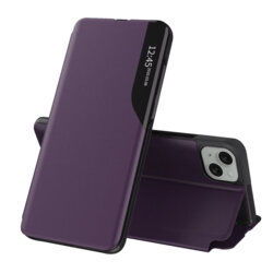 Husa iPhone 15 Plus Eco Leather View flip tip carte, mov
