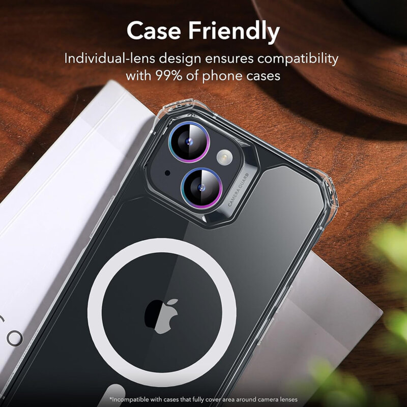Folie sticla camera iPhone 15 ESR Armorite Camera Lens Protectors, multicolor