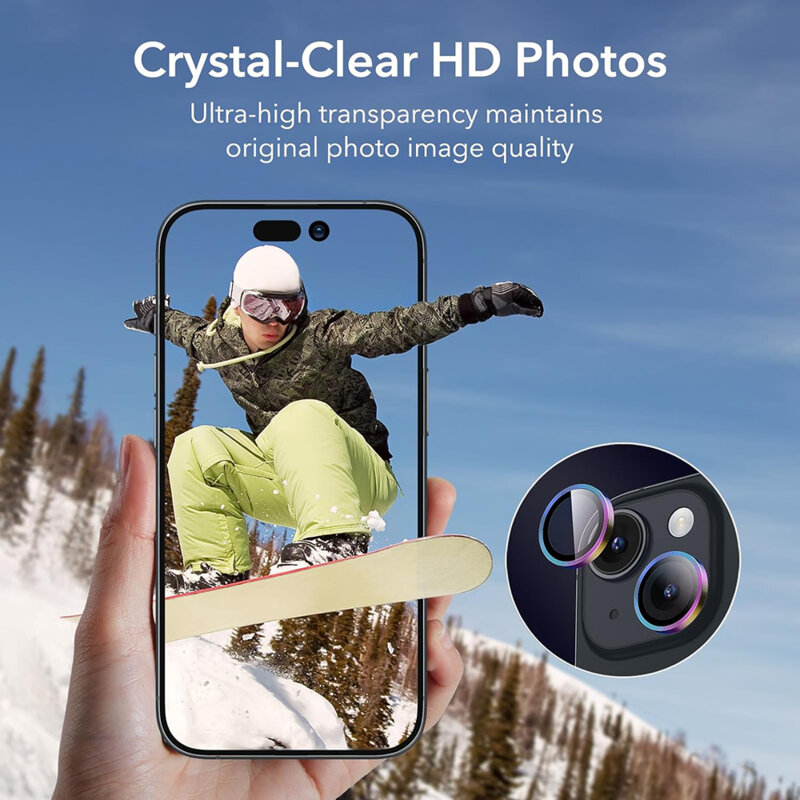 Folie sticla camera iPhone 15 ESR Armorite Camera Lens Protectors, multicolor