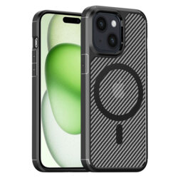 Husa MagSafe iPhone 15 Plus Techsuit CarbonFuse, negru