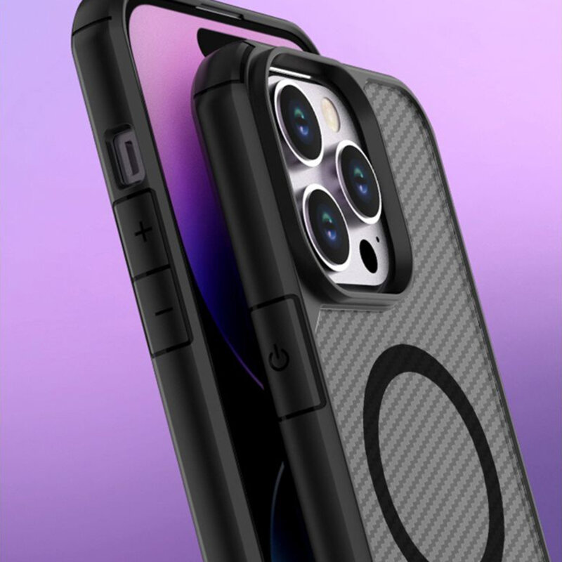 Husa MagSafe iPhone 15 Plus Techsuit CarbonFuse, negru