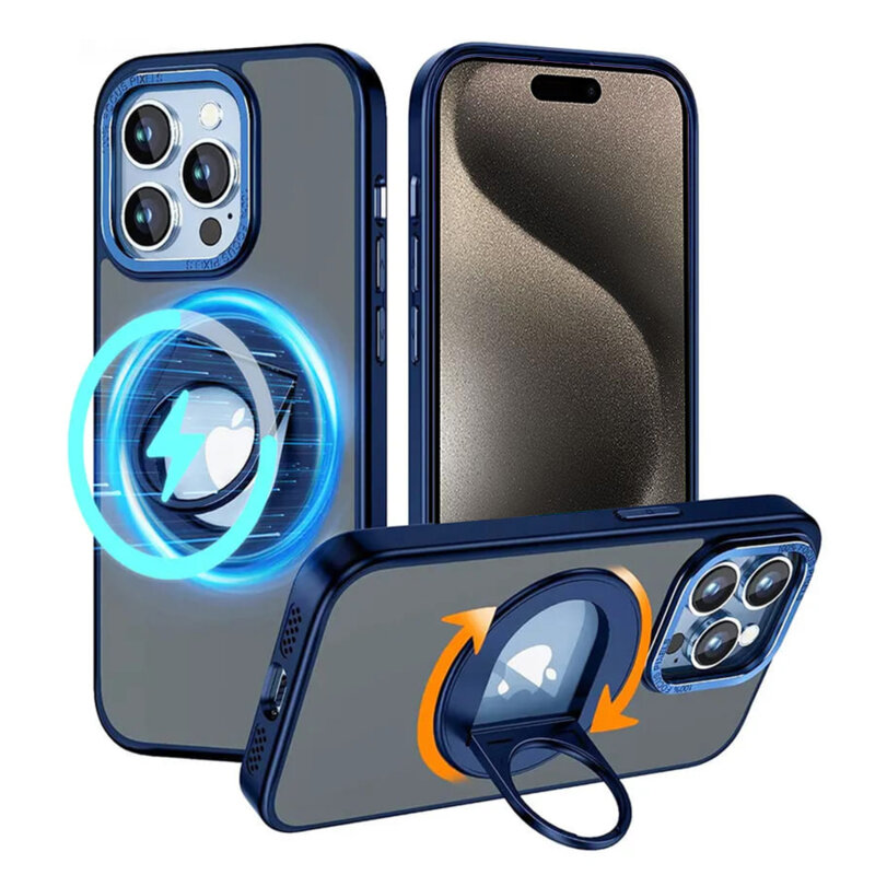 Husa MagSafe iPhone 15 Pro Max Techsuit Ghost Holder, albastru