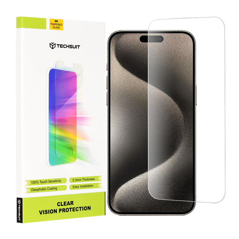 Folie sticla iPhone 15 Pro Max Techsuit Clear Vision Glass, transparenta