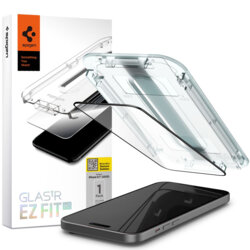 Folie iPhone 15 Spigen Glas.tR EZ Fit, negru