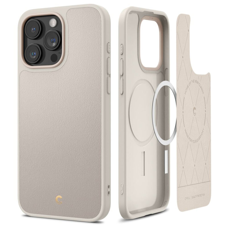 Husa iPhone 15 Pro Spigen Cyrill Kajuk MagSafe, crem