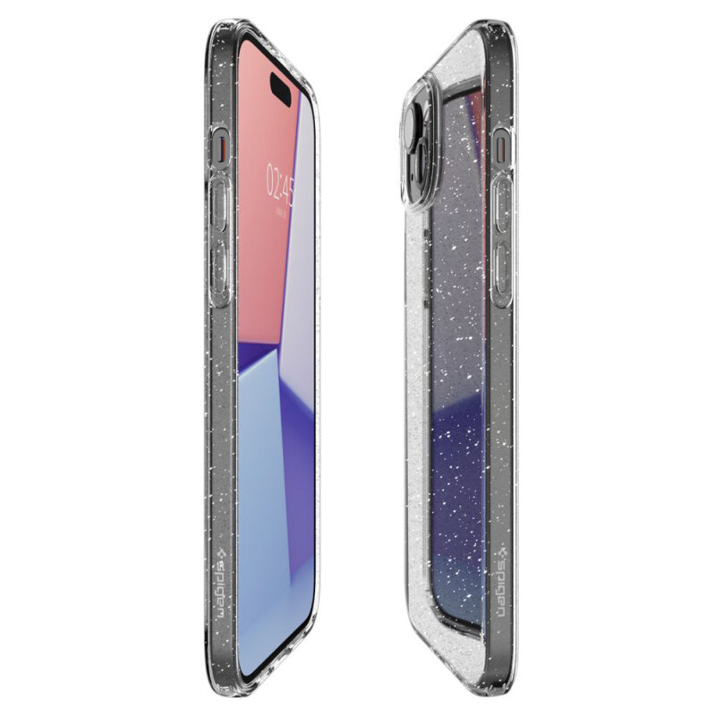 Husa iPhone 15 Spigen Liquid Crystal Glitter, Crystal Quartz