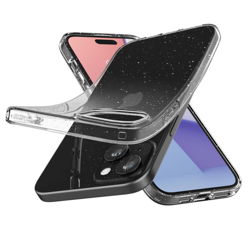 Husa iPhone 15 Spigen Liquid Crystal Glitter, Crystal Quartz