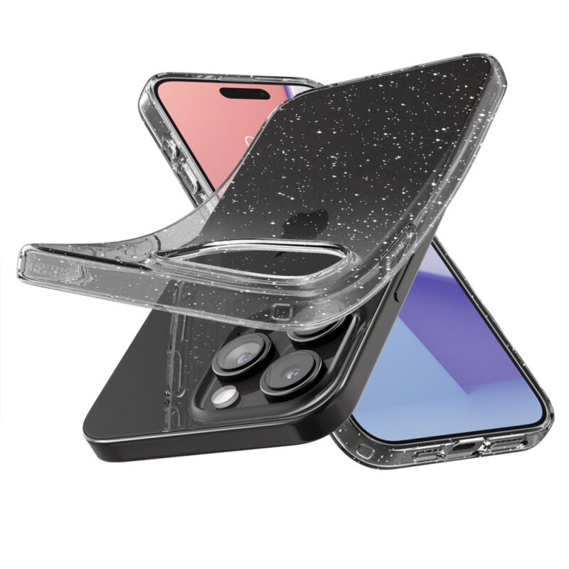 Husa iPhone 15 Pro Max Spigen Liquid Crystal Glitter, Crystal Quartz