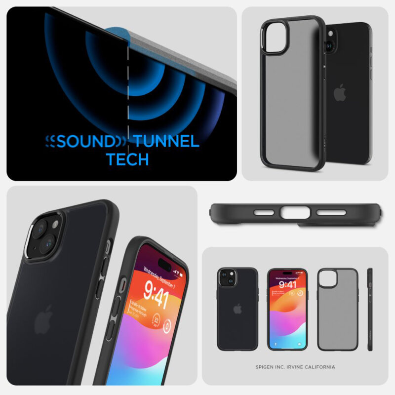 Husa iPhone 15 Spigen Ultra Hybrid, cenusiu