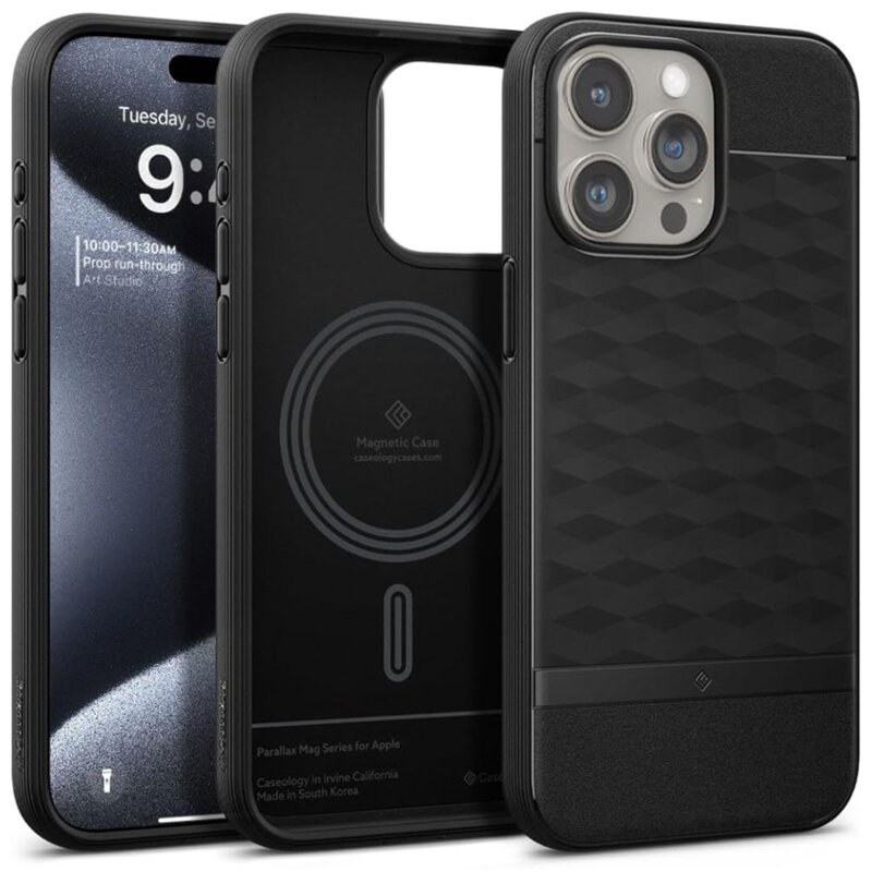 Husa iPhone 15 Pro Spigen Caseology Parallax MagSafe, negru