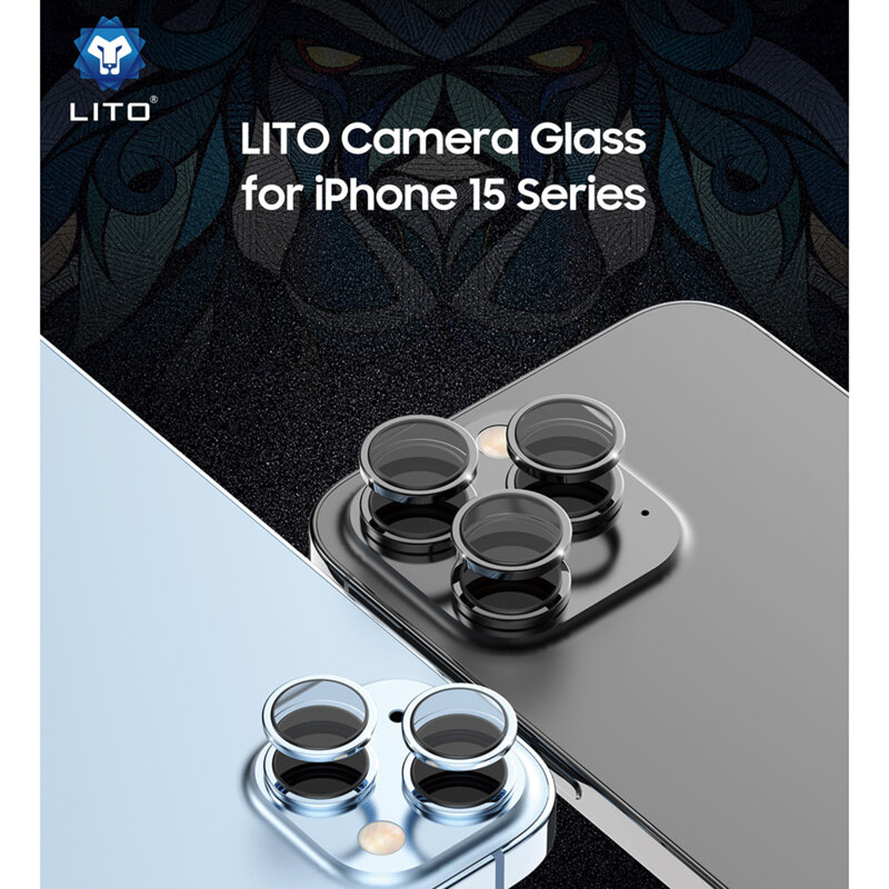 Folie sticla iPhone 15 Pro Lito S+ Camera Protector, albastru