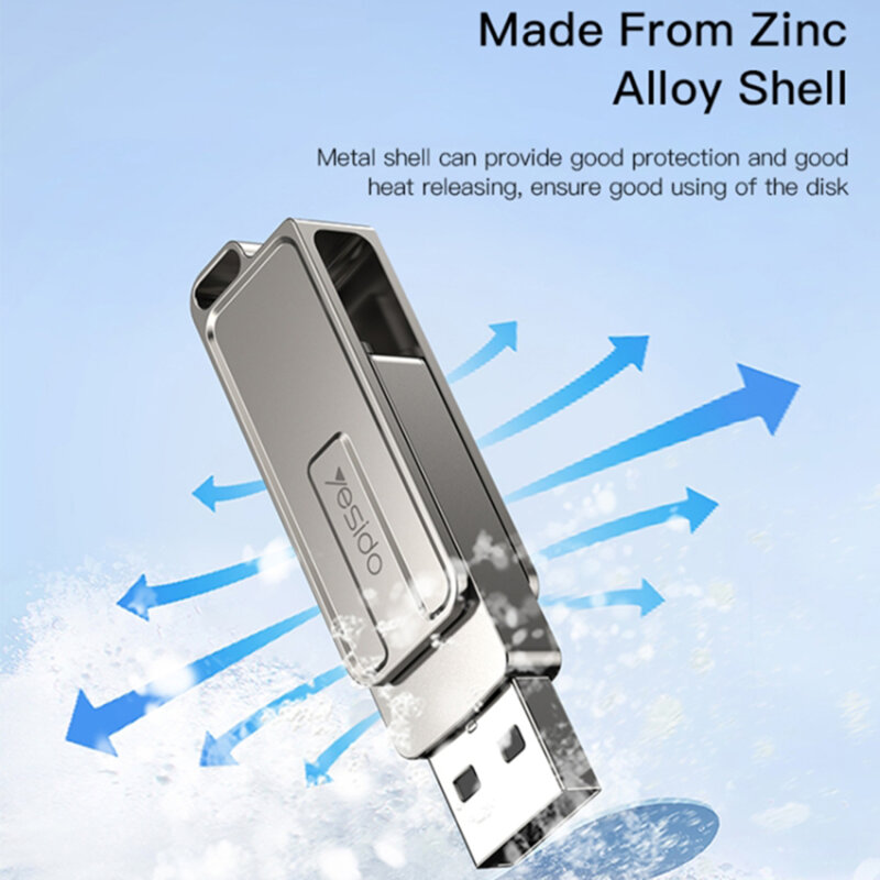 Memorie USB, flash drive Yesido FL17, 5Gbps, 128GB, argintiu