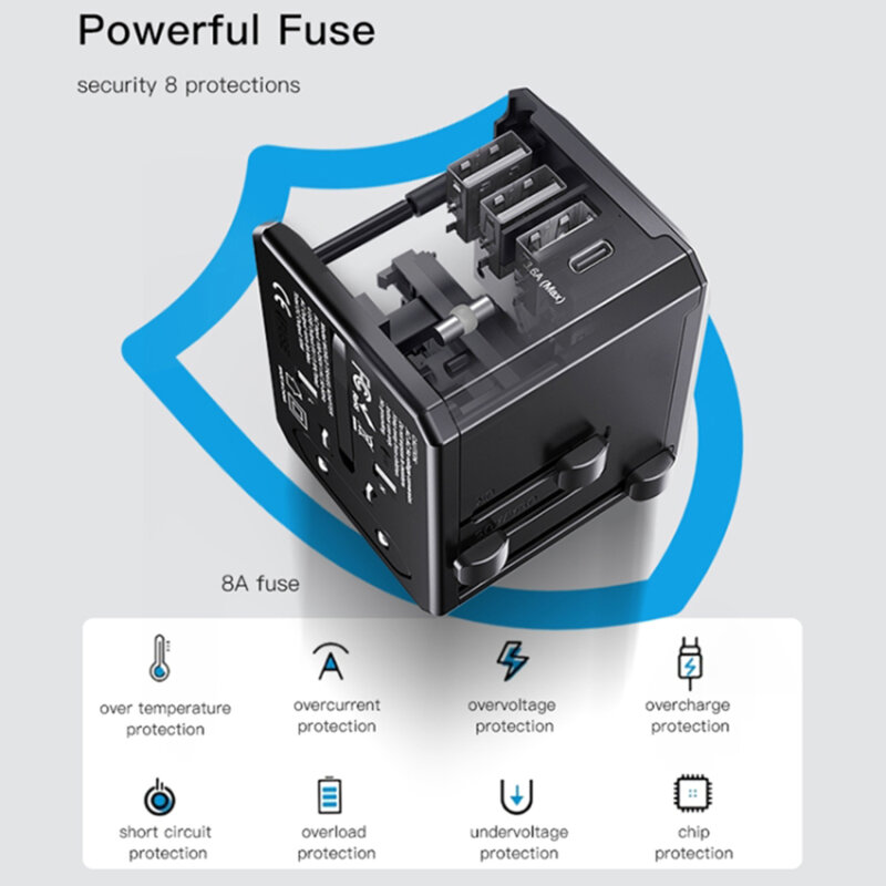 Incarcator priza EU, UK, US, AUS Yesido MC10, 3xUSB, tip C
