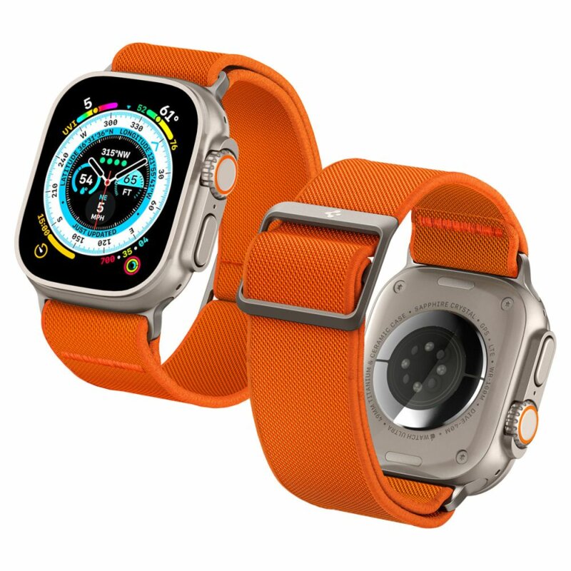 Curea Apple Watch 9 45mm Spigen Fit Lite Ultra, portocaliu