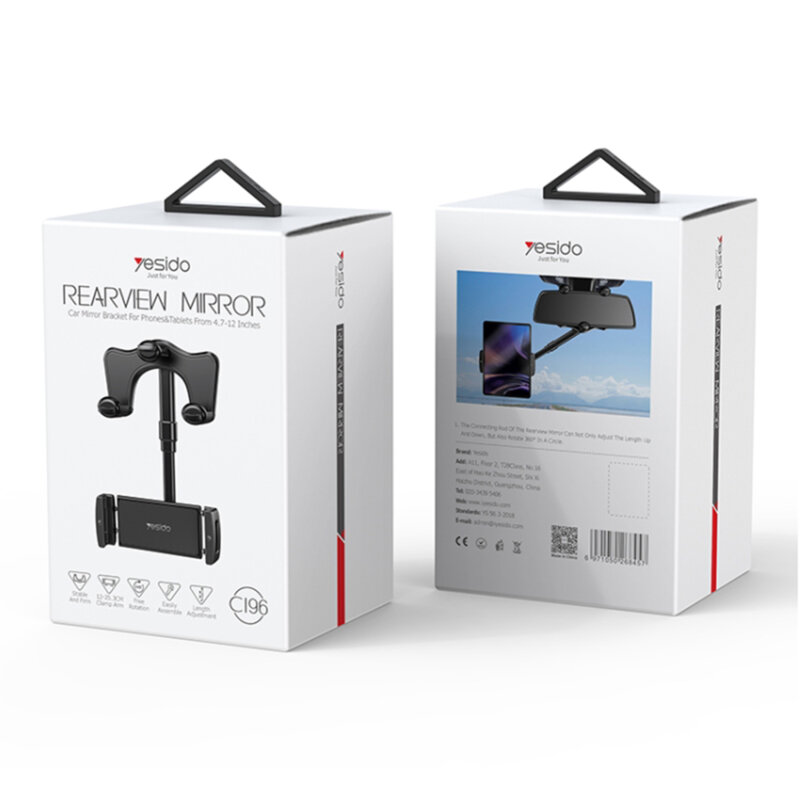 Suport telefon oglinda retrovizoare Yesido C196, negru