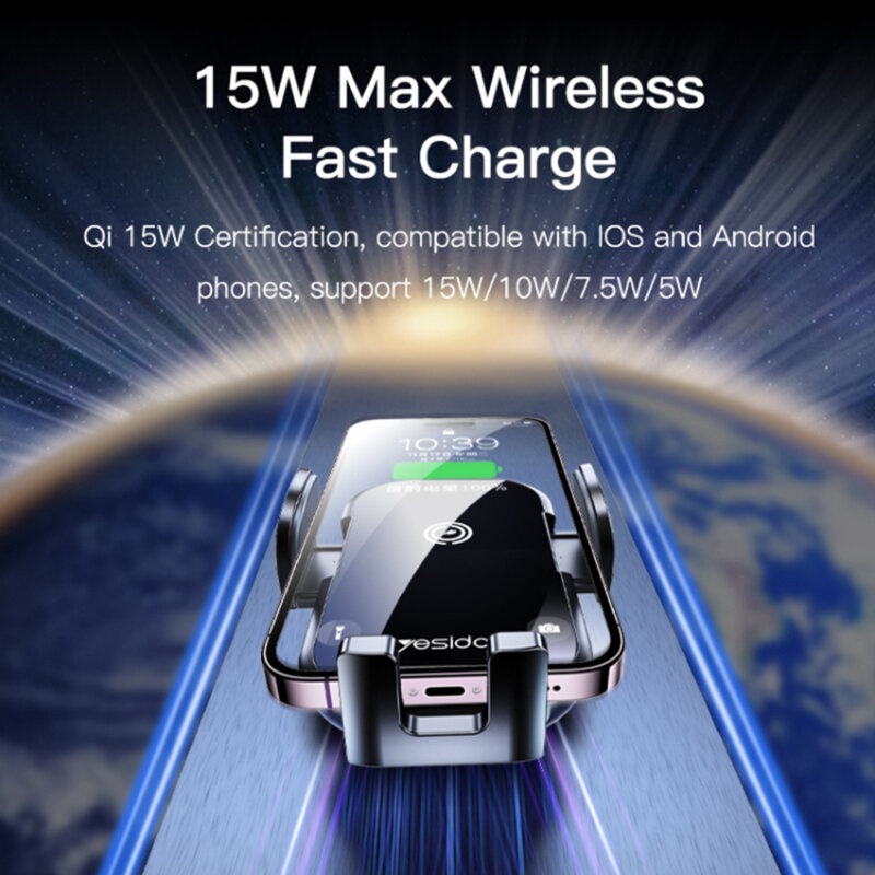Suport auto cu incarcare wireless bord/parbirz Yesido C197