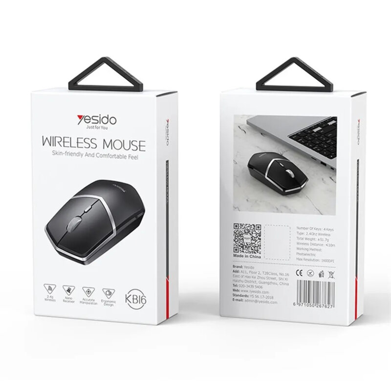 Mouse wireless pentru laptop, PC Yesido KB16, negru