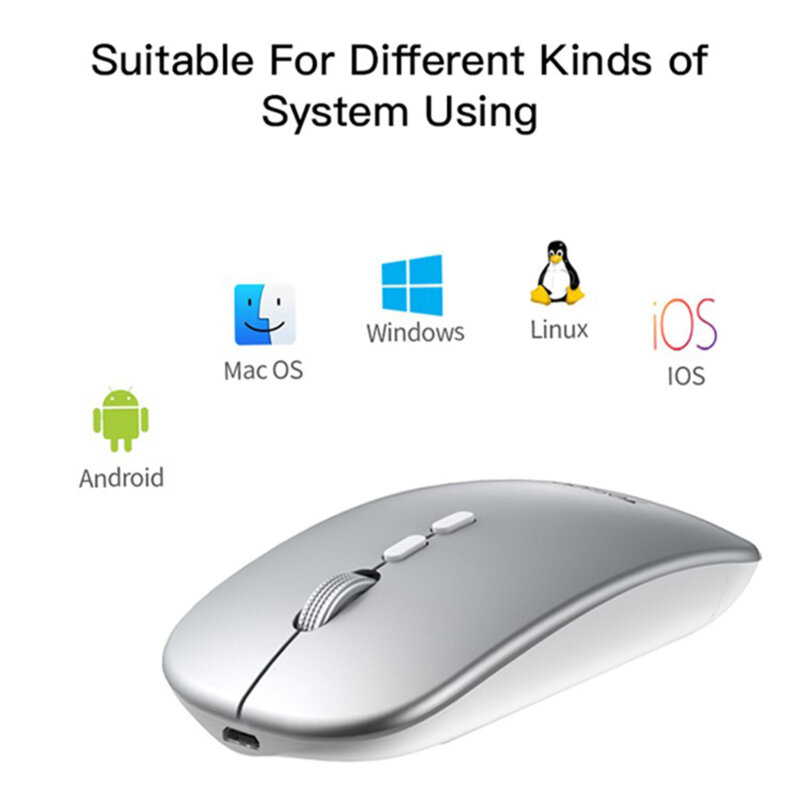 Mouse Wireless pentru laptop, PC, 1600DPI Yesido KB15, argintiu