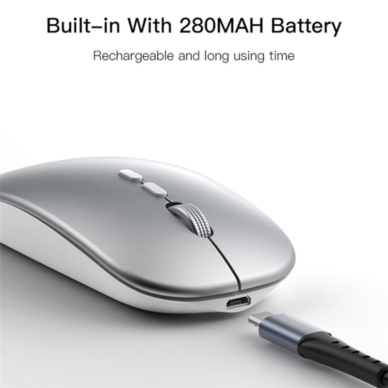 Mouse Wireless pentru laptop, PC, 1600DPI Yesido KB15, argintiu