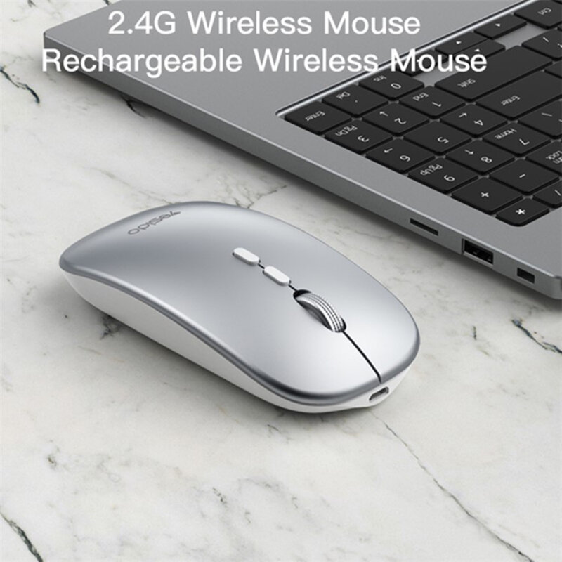 Mouse Wireless pentru laptop, PC, 1600DPI Yesido KB15, argintiu