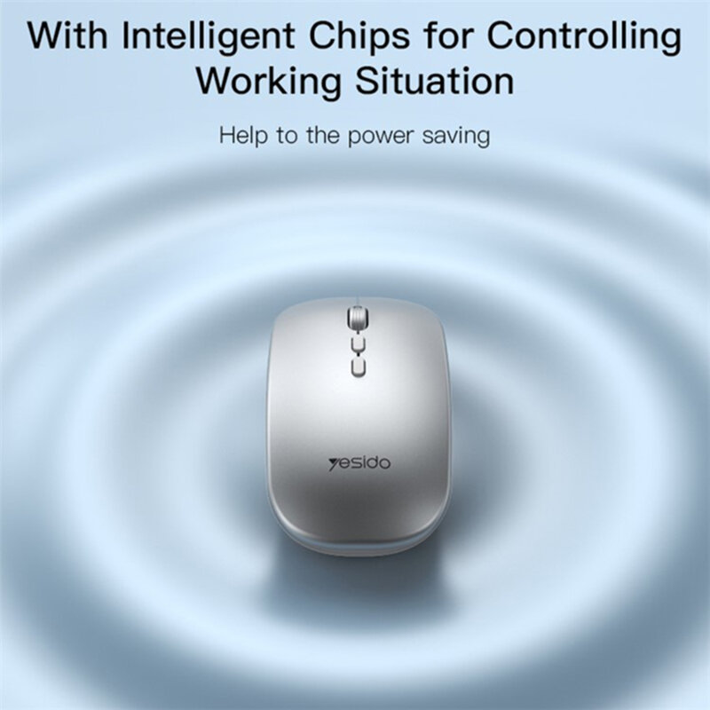 Mouse Wireless pentru laptop, PC, 1600DPI Yesido KB15, argintiu