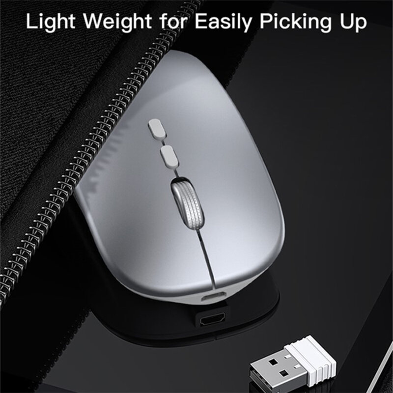 Mouse Wireless pentru laptop, PC, 1600DPI Yesido KB15, argintiu