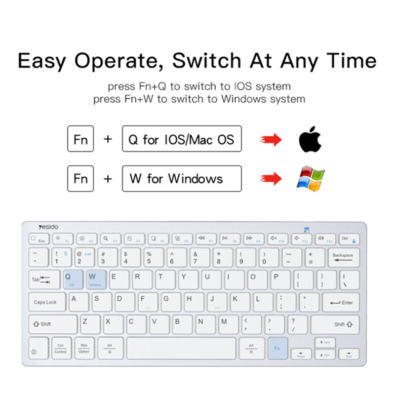 Mini tastatura inteligenta wireless Yesido KB11, alb
