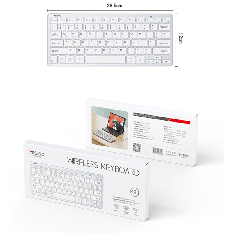 Mini tastatura inteligenta wireless Yesido KB11, alb