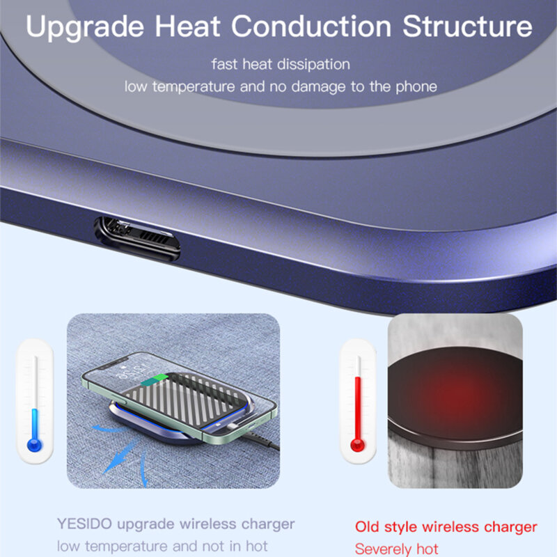 Incarcator wireless universal Yesido DS14, 15W, negru