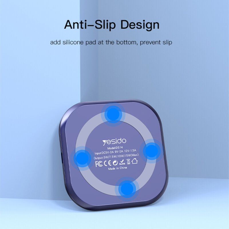 Incarcator wireless universal Yesido DS14, 15W, negru