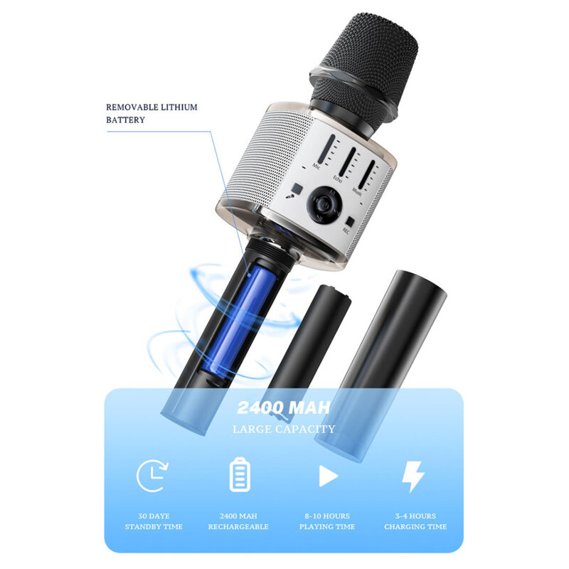 Microfon karaoke, wireless, portabil Yesido KR10, negru