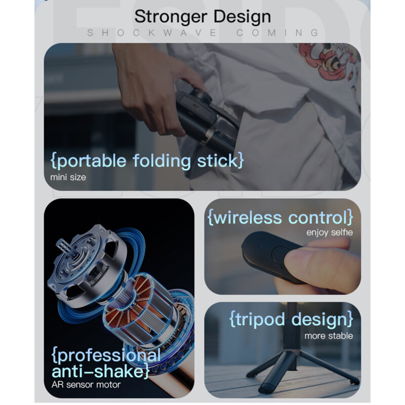 Selfie stick cu telecomanda si trepied Yesido SF14, negru