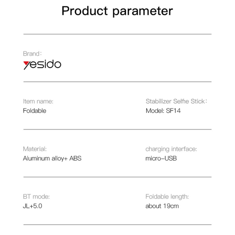 Selfie stick cu telecomanda si trepied Yesido SF14, negru