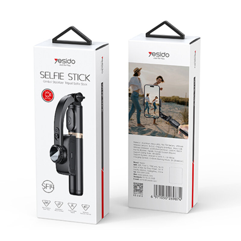 Selfie stick cu telecomanda si trepied Yesido SF14, negru