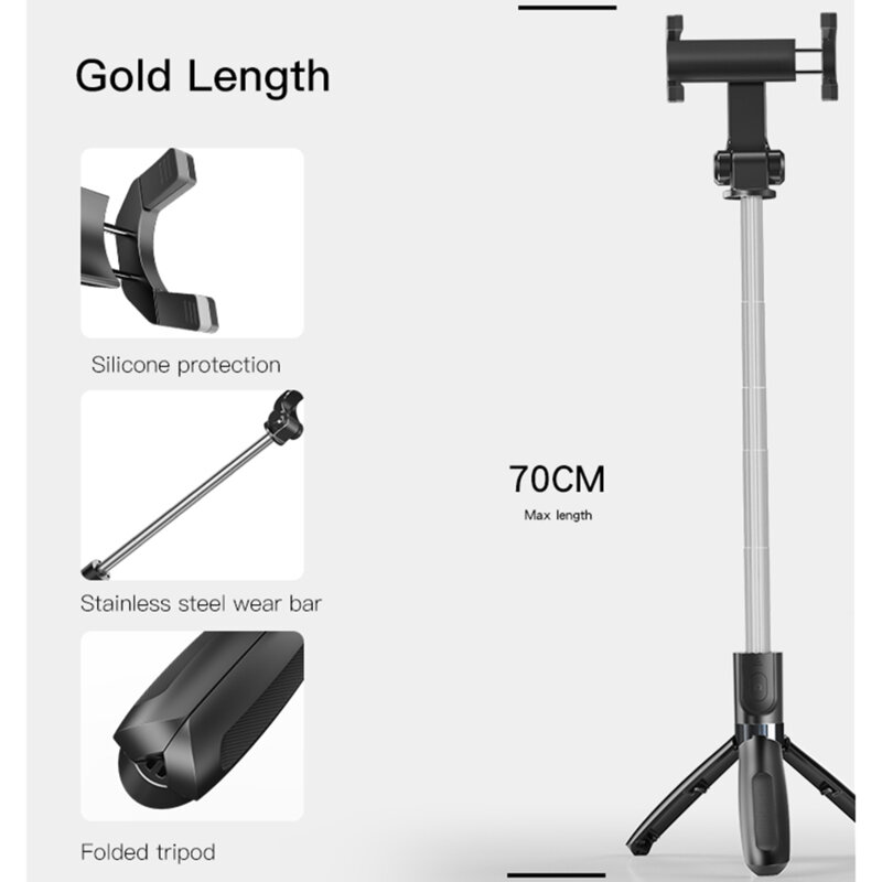 Selfie stick wireless bluetooth cu trepied Yesido SF11, negru