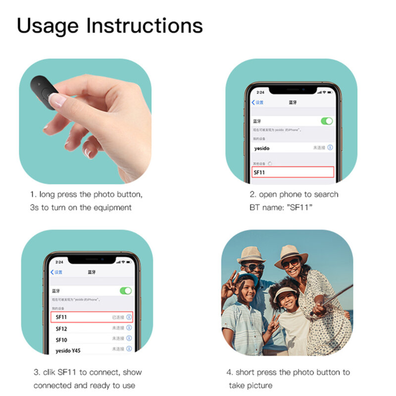 Selfie stick wireless bluetooth cu trepied Yesido SF11, negru