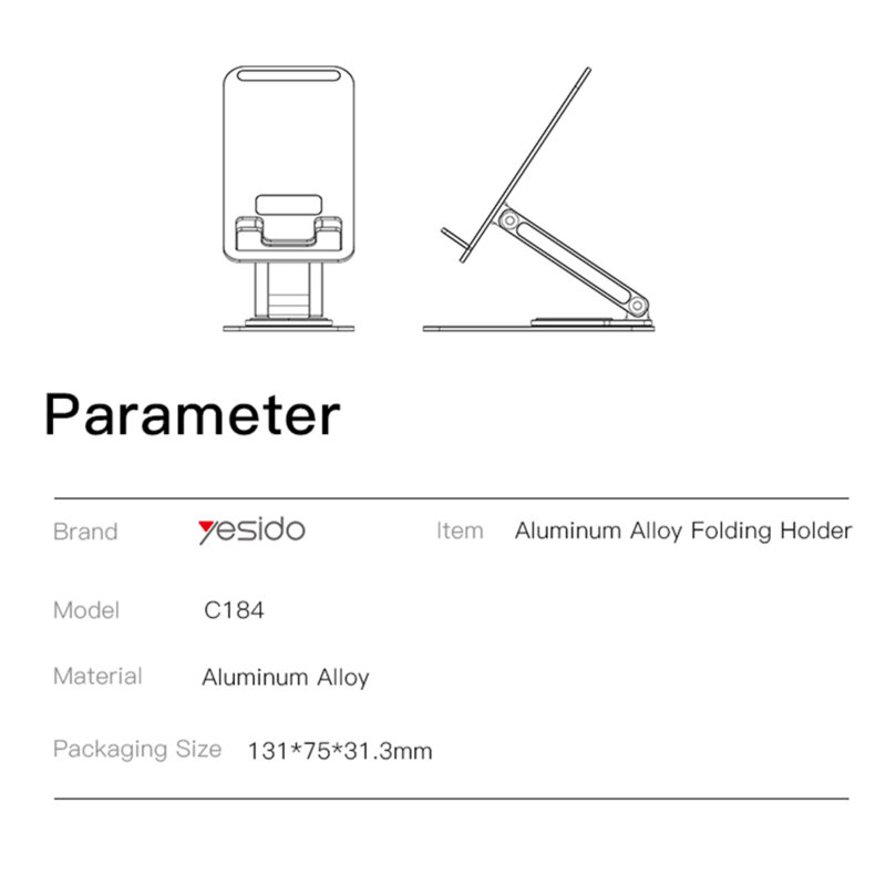 Suport tableta/telefon birou, aluminiu Yesido C184, gri