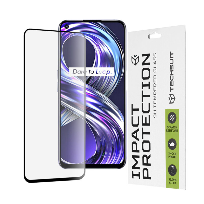 Folie sticla Realme 8i Techsuit 111D Full Glue Full Cover, negru
