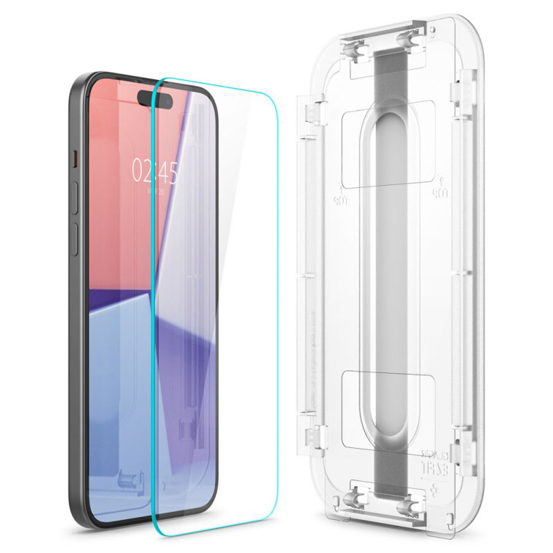 Folie iPhone 15 Spigen Glas.tR EZ Fit, transparenta